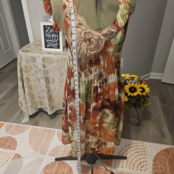 Sunny Leigh Floral Multicolor Sleeveless Dress Sheer Sz Large - Picture 8 of 10